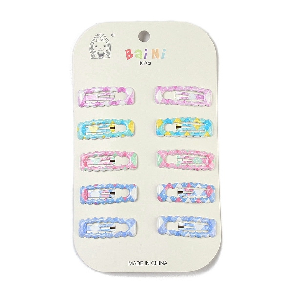 

PandaHall 10Pcs 5 Colors Tartan Pattern Epoxy Resin Snap Hair Clip, with Iron Clip, Hair Accessories for Girls, Rectangle, 14x39.5x3mm..., Multicolor