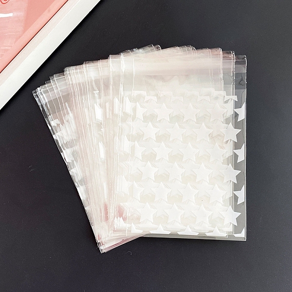 

PandaHall Rectangle PE Plastic Cellophane Bags, Star Pattern, White, 13x8cm OPP Cellophane Rectangle White