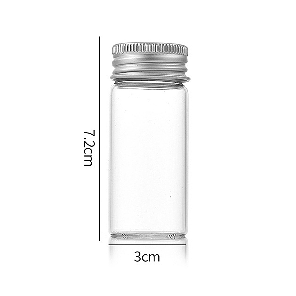 

PandaHall Clear Glass Bottles Bead Containers, Screw Top Bead Storage Tubes with Aluminum Cap, Column, Silver, 3x7cm, Capacity: 30ml(1.01fl....