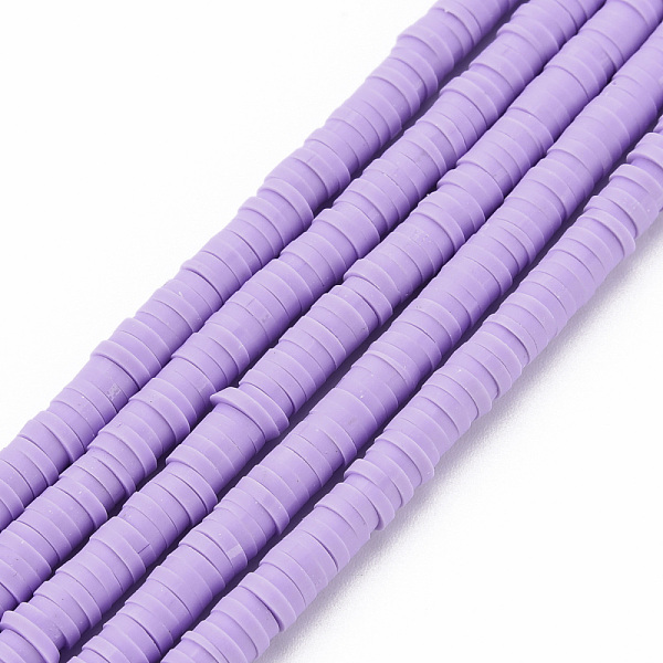 

PandaHall Handmade Polymer Clay Bead Strands, Heishi Beads, Disc/Flat Round, Lilac, 4x0.5~1mm, Hole: 1.5mm, about 320~447pcs/strand..., Purple