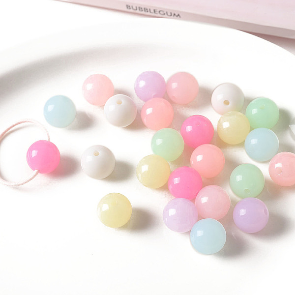 

PandaHall Opaque Acrylic Beads, Round, Mixed Color, 16mm, Hole: 3mm, 210pcs/500g Acrylic Round Multicolor