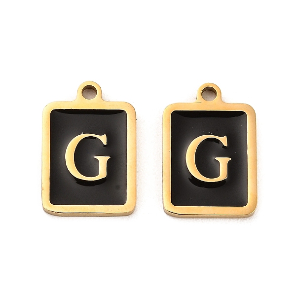 

PandaHall 304 Stainless Steel Pendants, with Enamel, Rectangle with Letter Charm, Golden, Letter G, 17.5x12x1.5mm, Hole: 1.5mm Stainless...