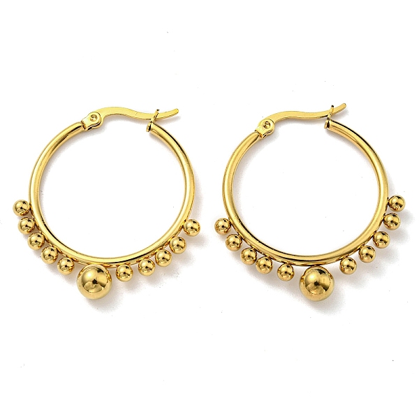 

PandaHall Vacuum Plating Ring 304 Stainless Steel Hoop Earrings for Women, Long-Lasting Plated, Real 18K Gold Plated, 37x33x6mm 304...