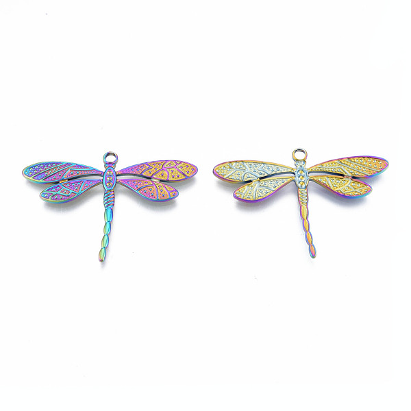 

PandaHall Rack Plating 304 Stainless Steel Pendant Rhinestone Settings, Dragonfly, Rainbow Color, Fit For 1.2mm Rhinestone, 34.5x50x2mm...