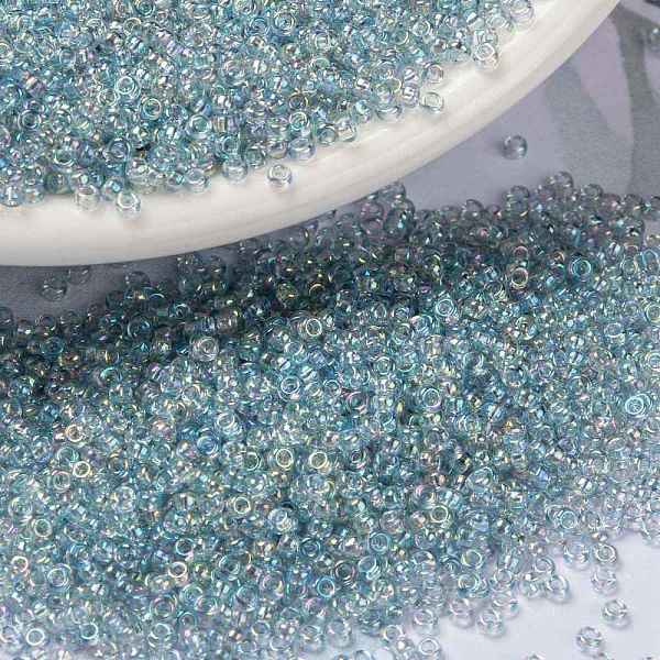 

PandaHall MIYUKI Round Rocailles Beads, Japanese Seed Beads, 15/0, (RR2443) Transparent Light Marine Blue Gold Luster, 1.5mm, Hole: 0.7mm...