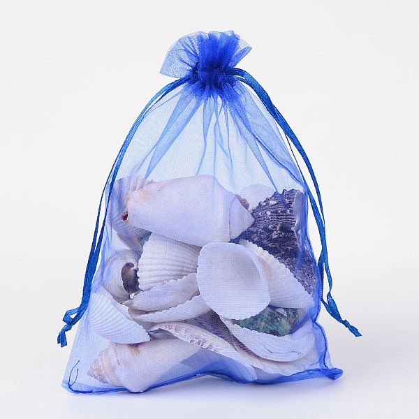 

PandaHall Organza Bags, with Ribbons, Blue, 18x13cm Organza Rectangle Blue