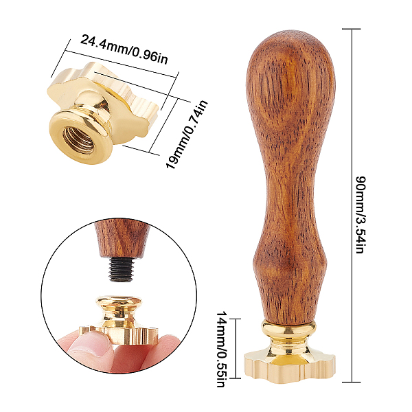

PandaHall CRASPIRE Wax Seal Stamp Rose Shape Sealing Wax Stamp Head with Universal Wood Handle for Invitations Cards Bottle Gift Business...