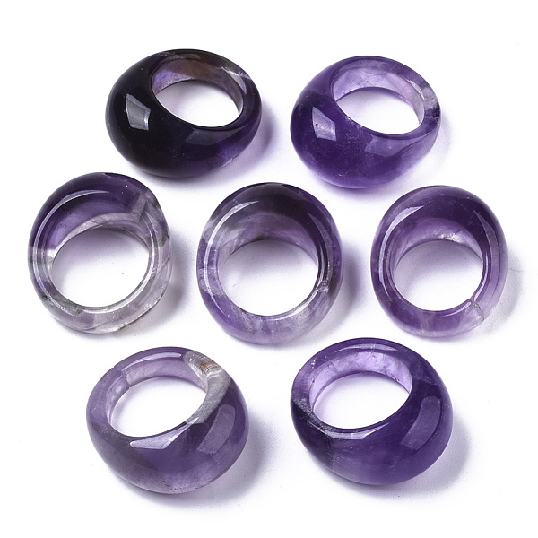 

PandaHall Natural Amethyst Rings, Wide Band Rings, Size 7~10, Inner Diameter: 17~20mm Amethyst