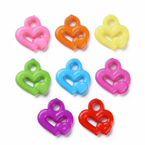 

PandaHall Opaque Acrylic Pendants, Heart, Mixed Color, 16x15x3mm, Hole: 3mm, about 1480pcs/500g Acrylic Heart Multicolor