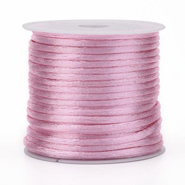 

PandaHall Nylon Cord, Satin Rattail Cord, for Beading Jewelry Making, Chinese Knotting, Pink, 1.5mm, about 16.4 yards(15m)/roll Nylon Pink