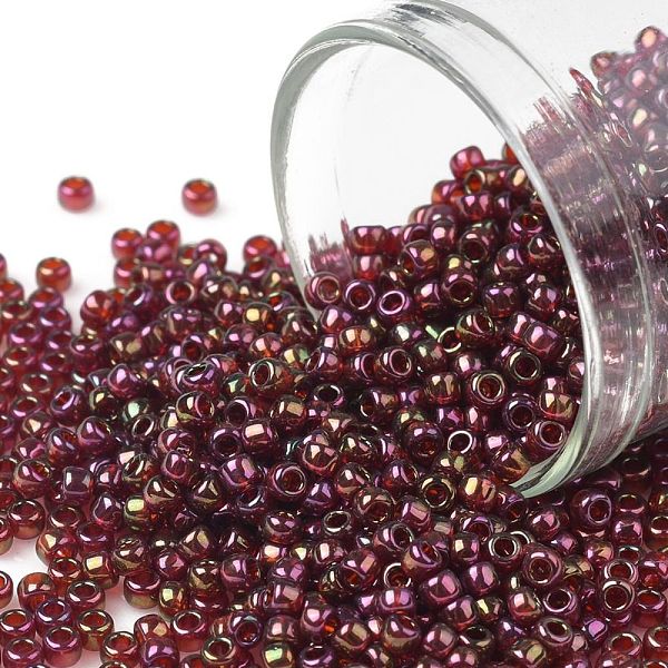 

PandaHall TOHO Round Seed Beads, Japanese Seed Beads, (331) Gold Luster Wild Berry, 11/0, 2.2mm, Hole: 0.8mm, about 1110pcs/10g Glass Red