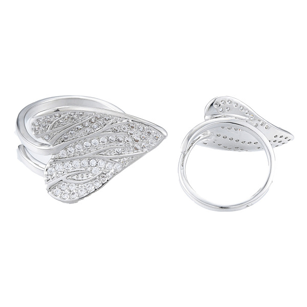 

PandaHall Clear Cubic Zirconia Heart Leaf Open Cuff Ring, Brass Jewelry for Women, Nickel Free, Real Platinum Plated, US Size 7 1/2(17.7mm)...