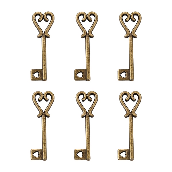 PandaHall Tibetan Silver Antique Bronze Tone Especial Key Charms Pendants, Lead Free and Nickel Free, Size: about 25mm long, 8mm wide, 2mm...