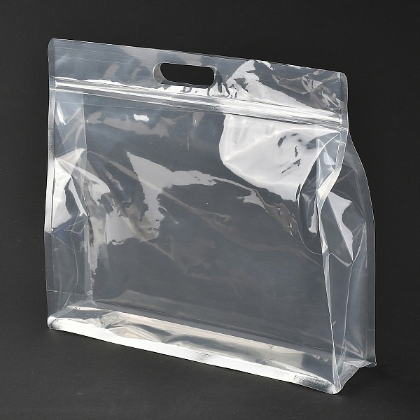 

PandaHall Transparent Plastic Zip Lock Bag, Plastic Stand up Pouch, Resealable Bags, with Handle, Clear, 30x35x0.08cm Plastic Clear