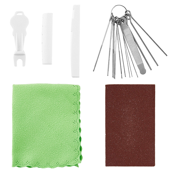 

PandaHall SUPERFINDINGS Guitar Accessories Kit, with Metal Guitar Bridge Saddle Nut Needle Files Set and Plastic Guitar Nail Picker, Mixed..., Multicolor