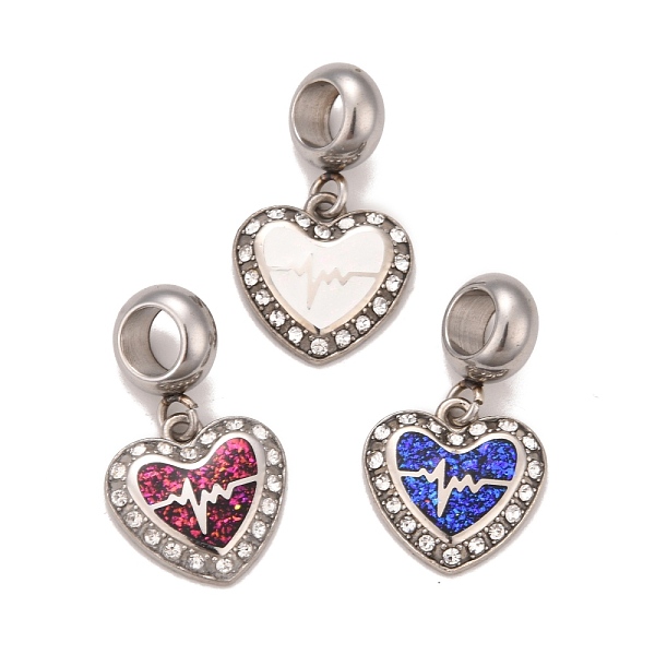 

PandaHall 304 Stainless Steel Crystal Rhinestone European Dangle Charms, Large Hole Pendants, with Enamel and Fluorescence Slice, Stainless..., Multicolor