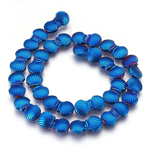 

PandaHall Electroplated Non-magnetic Synthetic Hematite Beads Strands, Polish, Shell, Blue Plated, 10.5x10x4mm, Hole: 1mm, about...