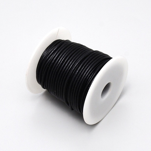 

PandaHall Cowhide Cord, Leather Jewelry Cord, Jewelry DIY Making Material, Black, 3~3.4mm Cowhide Round Black