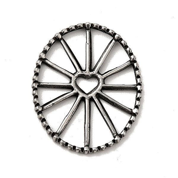 

PandaHall Tibetan Style 304 Stainless Steel Filigree Joiners, Oval Wheel with Heart Pattern, Antique Silver, 22x18x1.5mm 304 Stainless Steel...
