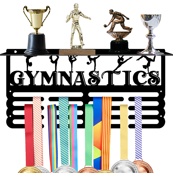 

PandaHall SUPERDANT Always Earned Never Given Trophy and Medal Display Shelf Medal Hanger Holder Displaying Iron Sports Black