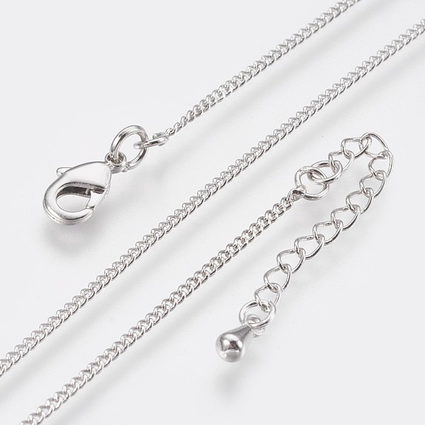 

PandaHall Long-Lasting Plated Brass Curb Chain Necklaces, with Lobster Claw Clasp, Nickel Free, Real Platinum Plated, 18.11 inch(46cm)...