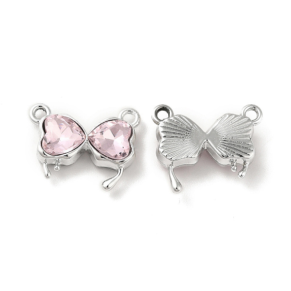 

PandaHall Glass Charms, Rack Plating Platinum Alloy Findings, Nickel Free, Bowknot, Pink, 14x16x4.5mm, Hole: 1.5mm Alloy+Glass Bowknot Pink