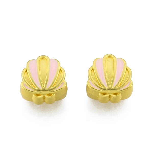 

PandaHall Alloy Enamel European Beads, Large Hole Beads, Matte Style, Shell, Matte Gold Color, 10.5x10x6.5mm, Hole: 4mm Alloy+Enamel Shell...