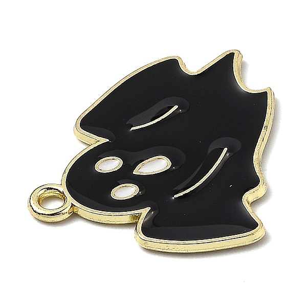 

PandaHall Alloy Enamel Pendants, for Halloween, Ghost, Golden, Black, 26.5x23x1.2mm, Hole: 1.8mm Alloy+Enamel Ghost Black