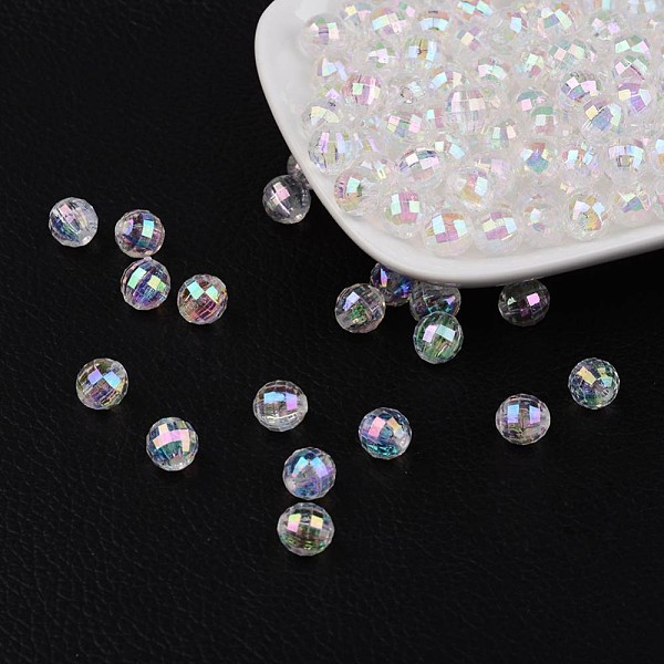 Perles Rondes Acryliques Transparentes écologiques à Facettes