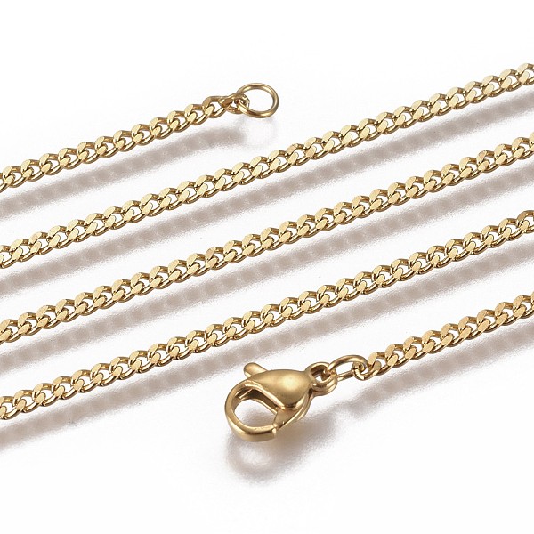 

PandaHall 304 Stainless Steel Curb Chain Necklaces, with Lobster Claw Clasp, Golden, 21.65 inch(55cm) 304 Stainless Steel