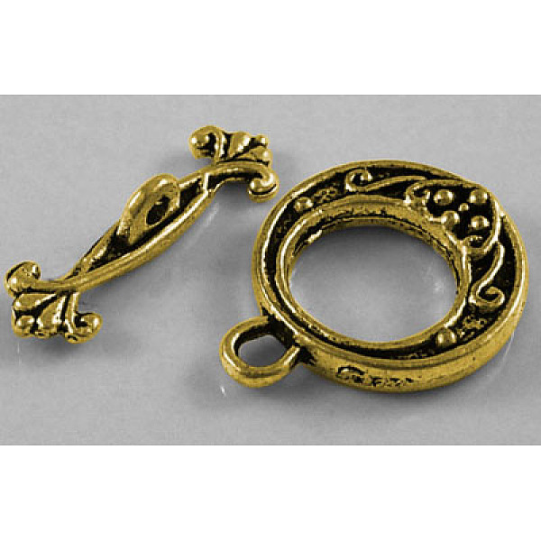 

PandaHall Tibetan Style Toggle Clasps, Antique Golden, Lead Free, Cadmium Free and Nickel Free, made of zinc alloy, Size: Flat Round: 16mm...