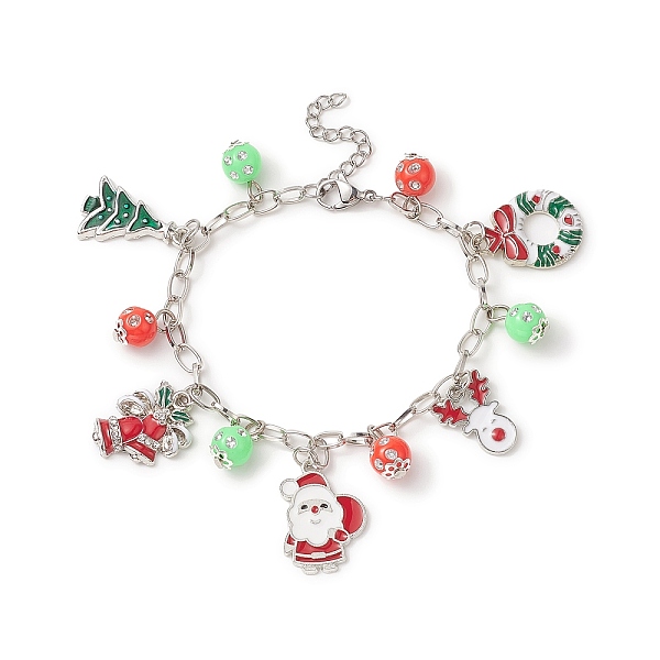 Árbol De Navidad Y Santa Claus Aleación De Esmalte Y Pulsera De Acrílico