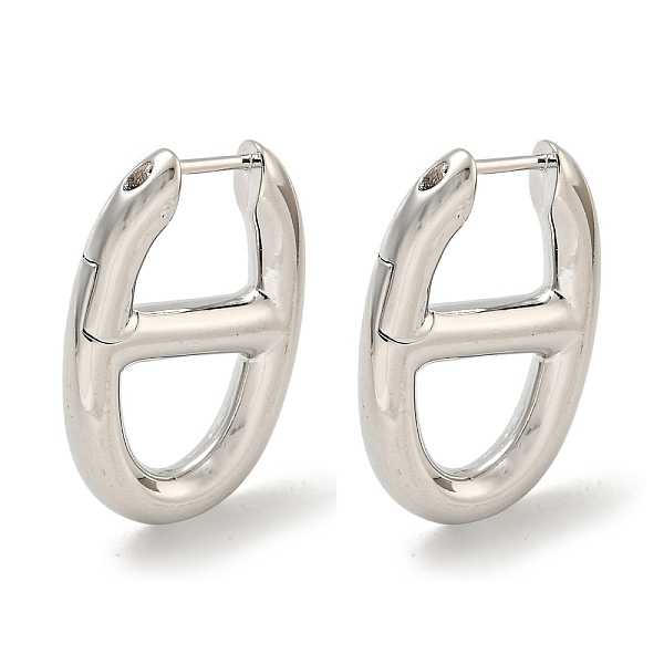 

PandaHall Brass Hoop Earrings, Real Platinum Plated, 24x3.5mm Brass Oval