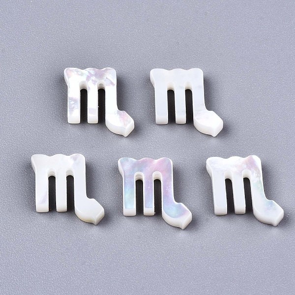 

PandaHall Natural White Shell Beads, Mother of Pearl Shell Beads, Top Drilled Beads, Constellation/Zodiac Sign, Scorpio, 11x10x2.5mm, Hole...