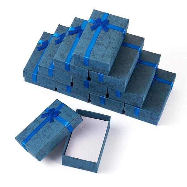 

PandaHall Rectangle Paper Jewelry Gift Boxes with Bowknot, Jewelry Organizer Case for Earrings, Bracelets, Rings Storage, Steel Blue...