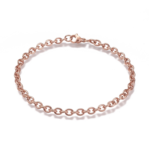 

PandaHall 304 Stainless Steel Cable Chain Bracelets, with Lobster Claw Clasp, Rose Gold, 7-7/8 inch(20cm) Stainless Steel