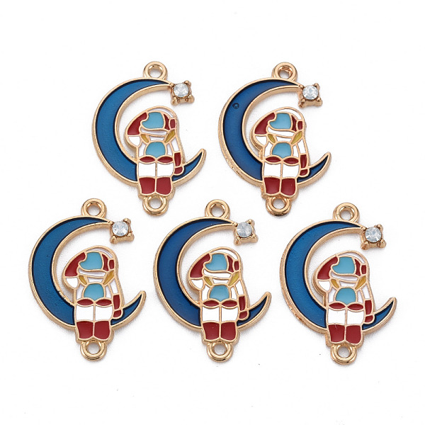 

PandaHall Alloy Enamel Pendants, with Crystal Rhinestone, Cadmium Free & Nickel Free & Lead Free, Spaceman with Moon, Light Gold, Prussian..., Clear