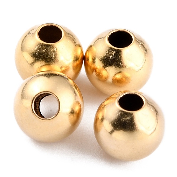 

PandaHall Brass Spacer Beads, Long-Lasting Plated, Round, Real 24K Gold Plated, 6x5.5mm, Hole: 1.6mm Brass Round