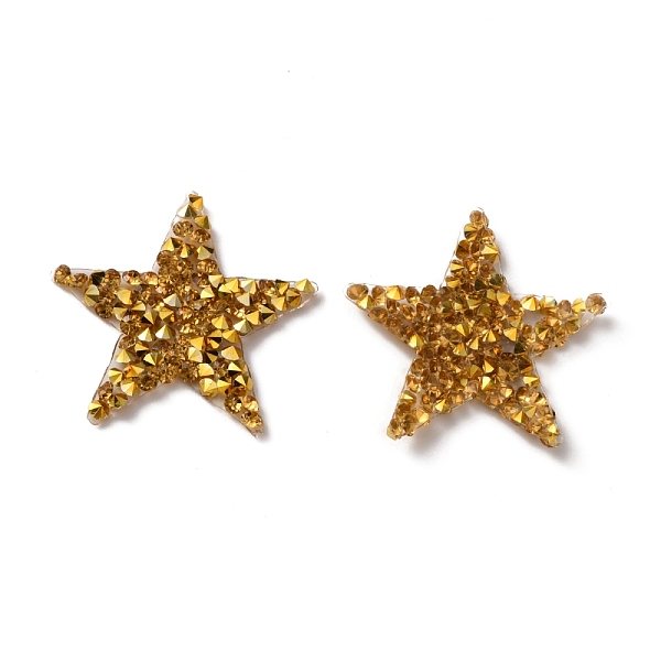 

PandaHall Star Hotfix Rhinestone, Costume Accessories, Sewing Craft Decoration, Gold, 35x37x2.5mm Glass Rhinestone Star Gold