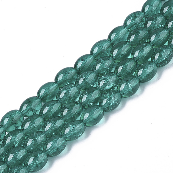 

PandaHall Transparent Crackle Glass Beads Strands, Oval, Medium Sea Green, 8x5.5~6mm, Hole: 1mm, about 100pcs/strand, 31.4 inch Glass Oval...