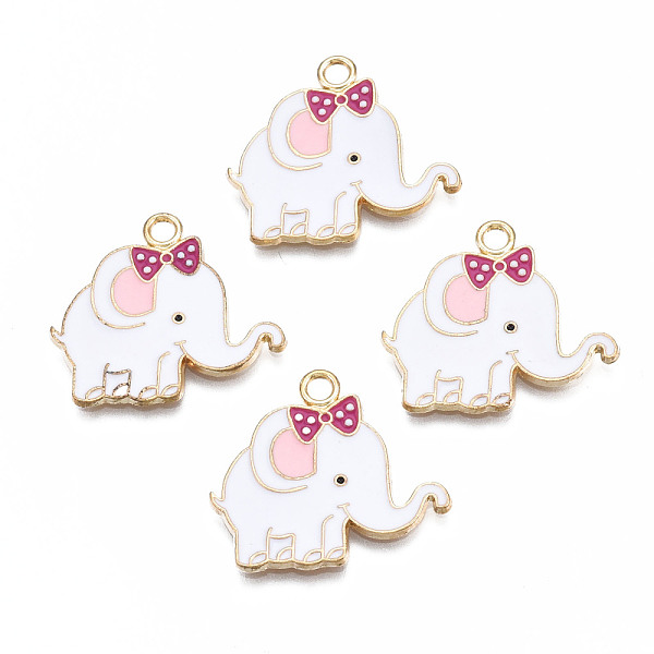 

PandaHall Rack Plating Alloy Enamel Pendants, Cadmium Free & Nickel Free & Lead Free, Elephant, White, 20x22.5x1.1mm, Hole: 2mm Alloy+Enamel...