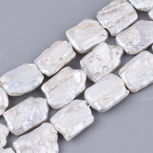 

PandaHall Natural Baroque Pearl Keshi Pearl Beads Strands, Cultured Freshwater Pearl, Rectangle, Seashell Color, 20~24x13~15x4~7mm, Hole...