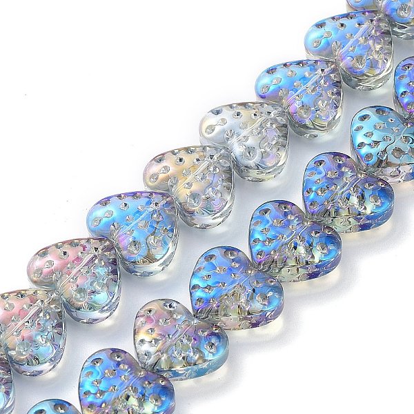 

PandaHall Electroplate Transparent Glass Beads Strands, Heart, Dodger Blue, 15x13mm, Hole: 1.2mm, about 50pcs/strand, 25.59''(65cm) Glass...