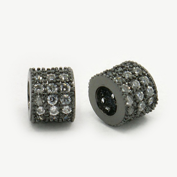 

PandaHall Brass Cubic Zirconia Beads, Column, Gunmetal, 6x5mm, Hole: 3mm Brass+Cubic Zirconia Column