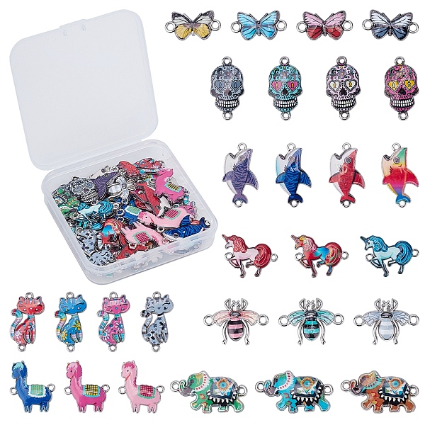 

PandaHall SUNNYCLUE 48Pcs 8 Style Printed Alloy Links/Connectors, with Enamel, Mixed Shapes, Mixed Color, 6pcs/style Alloy Mixed Shapes..., Multicolor