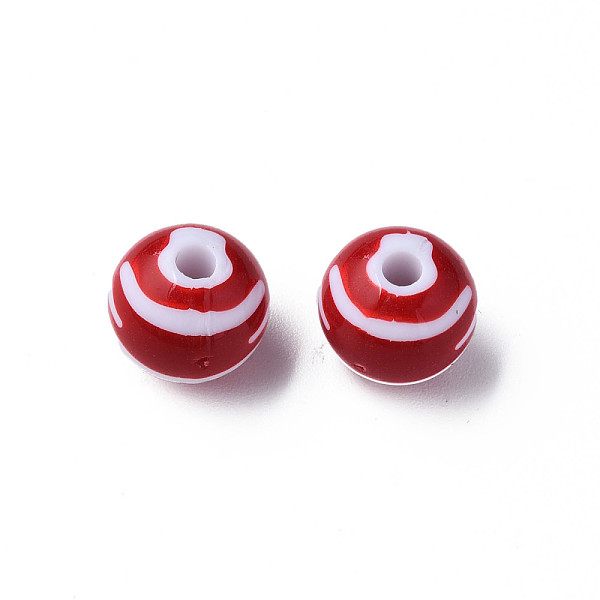 

PandaHall Opaque Striped Acrylic Beads, Round, FireBrick, 11.5x10.5mm, Hole: 2.5mm, about 549pcs/500g Acrylic Round Red