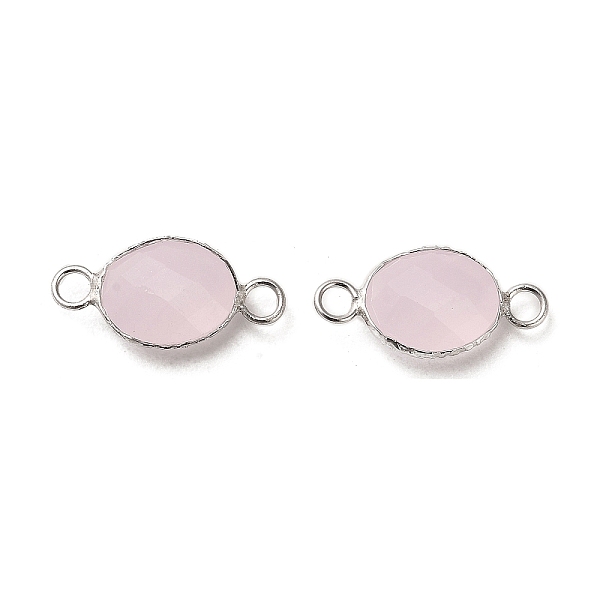 

PandaHall 925 Sterling Silver Connector Charms, with Faceted Glass, Oval, Real Platinum Plated, Pink, 8.5x17.5x4.7mm, Hole: 2mm Sterling...