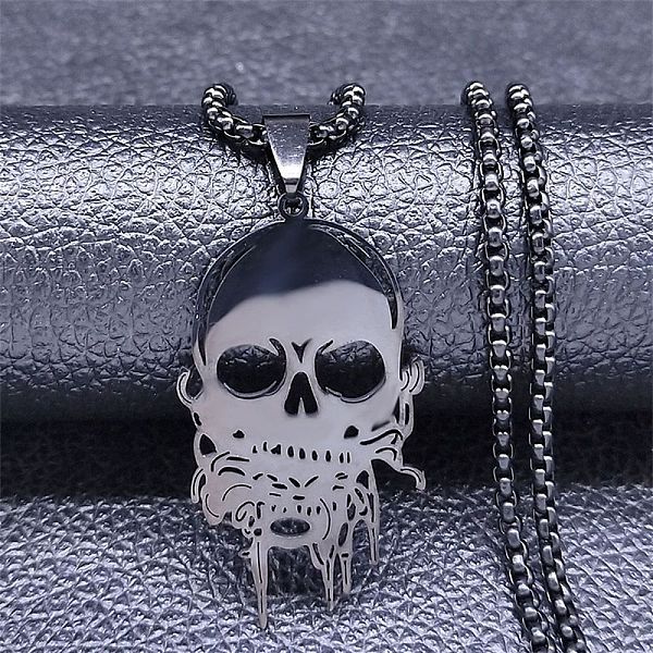 

PandaHall 304 Stainless Steel Pendant Necklace, Skull, Black, 23.35 inch(59.3cm) 304 Stainless Steel Skull