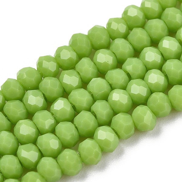 

PandaHall Opaque Solid Color Glass Beads Strands, Faceted, Rondelle, Yellow Green, 2.5x1.5mm, Hole: 0.4mm, about 150~160pcs/strand...