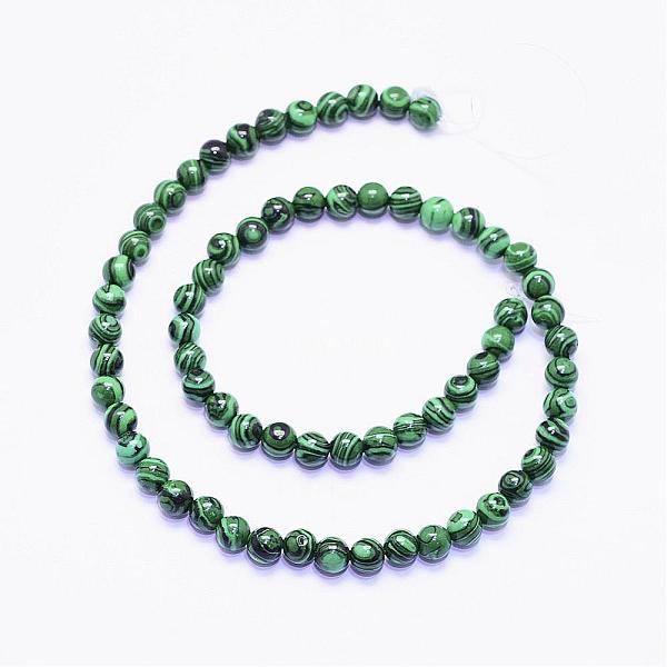 

PandaHall Synthetic Malachite Beads Strands, Round, 6mm, Hole: 1mm, about 65pcs/strand, 15.74 inch Malachite Round Green
